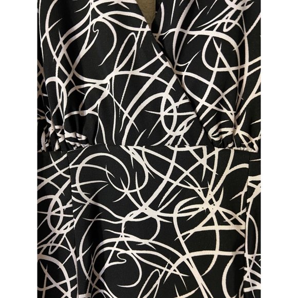 Connected Dress Navy Blue White 16 Swirls Washable Sheath Career Church Summer - Picture 5 of 7